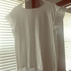 Cute white cotton ruffle sleeve t-shirt